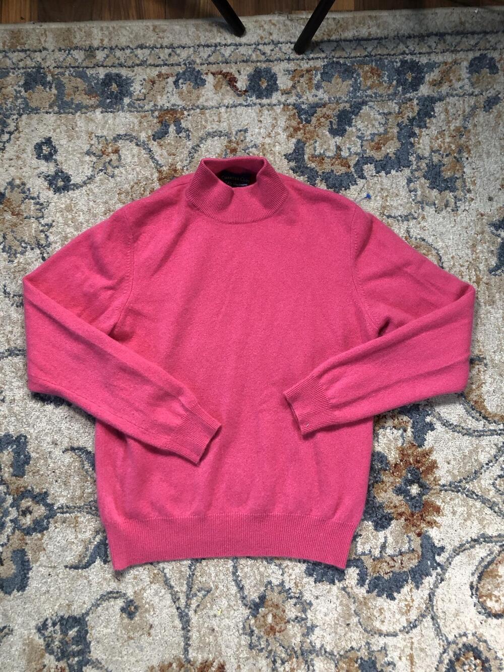Charter Club Sweater Womens Medium Pink 100% Cashmere Mock Neck Knit Pullover